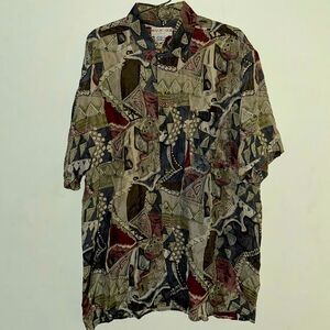 Vintage Button Down Hawaiian Shirt 100% Silk Men’s XL